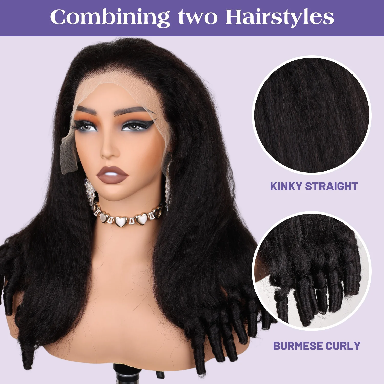 18A Kinky Straight Burmese Curly Human Hair Lace Wigs 100% Human Hair 250 Density 13x4 HD Lace Front Wig Yaki Spiral Curls Human Hair Wigs For Woman