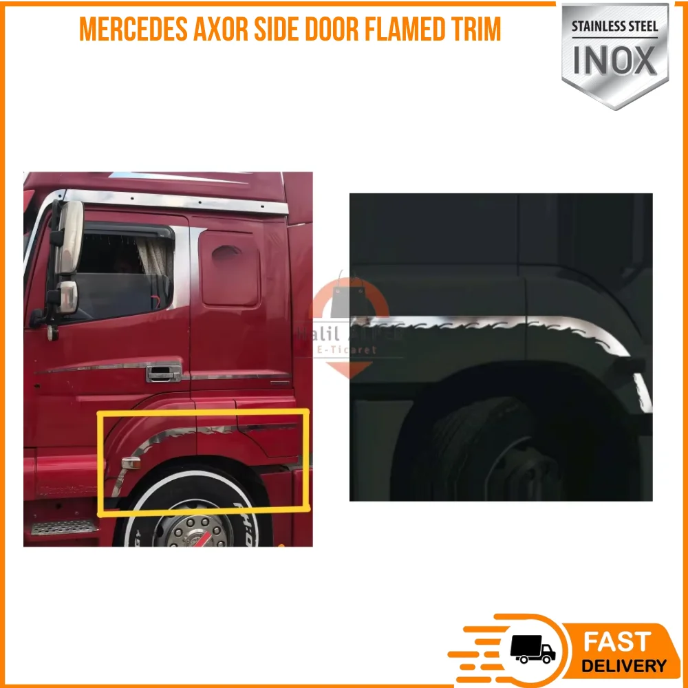 FOR MERCEDES-BENZ DES AXOR SIDE DOOR FLAMED TRIM CHROME HIGH QUALITY CHROME ON SUITABLE TRUCK PARTS SATISFACTION FAST SHIPPING