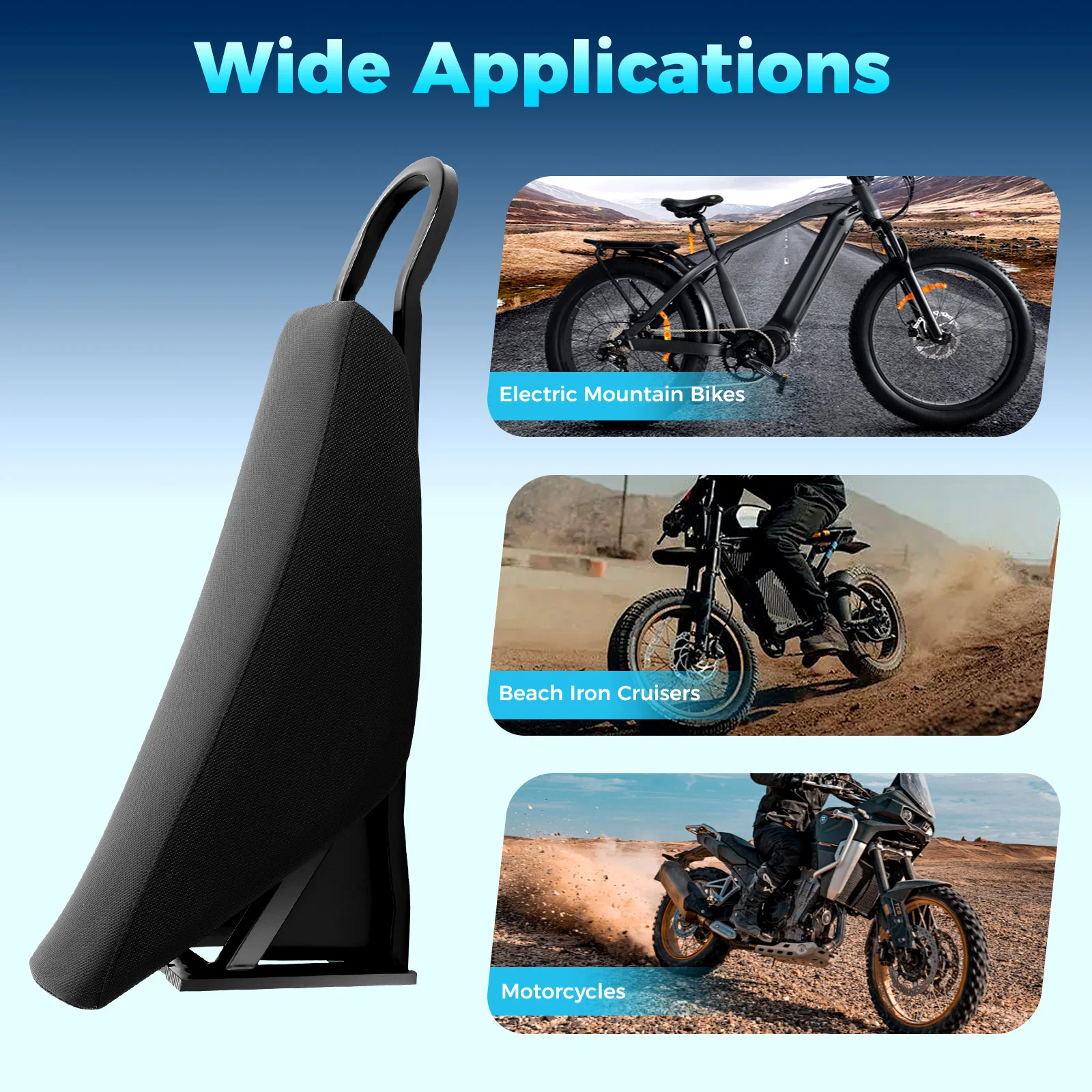 

Motorcycle Saddle Seat E-bike Saddle For Stealth Bomber Beach Cruiser PU + Iron for Electric Mountain Bikes, Beach Iron Cruisers