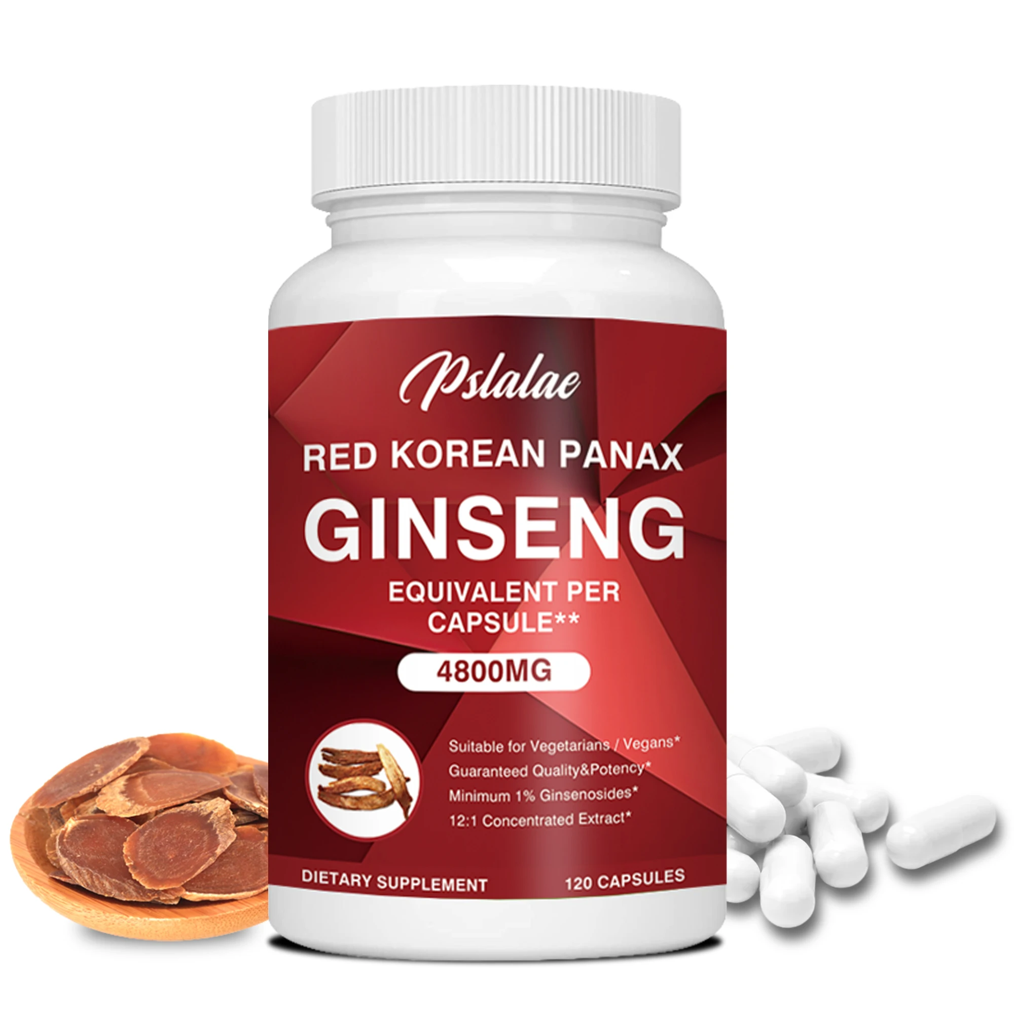 Korean Red Ginseng Extract Supplement for Enhanced Energy, Memory and Performance - for Men and Women - 120 Capsules