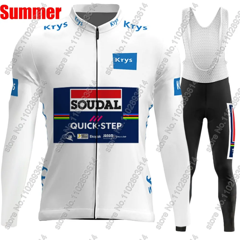 Soudal Quick step Cycling 2024 Team Jersey Set Long Sleeve Belgium France Tour winter Clothing Road Race Bike Jacket Suit MTB