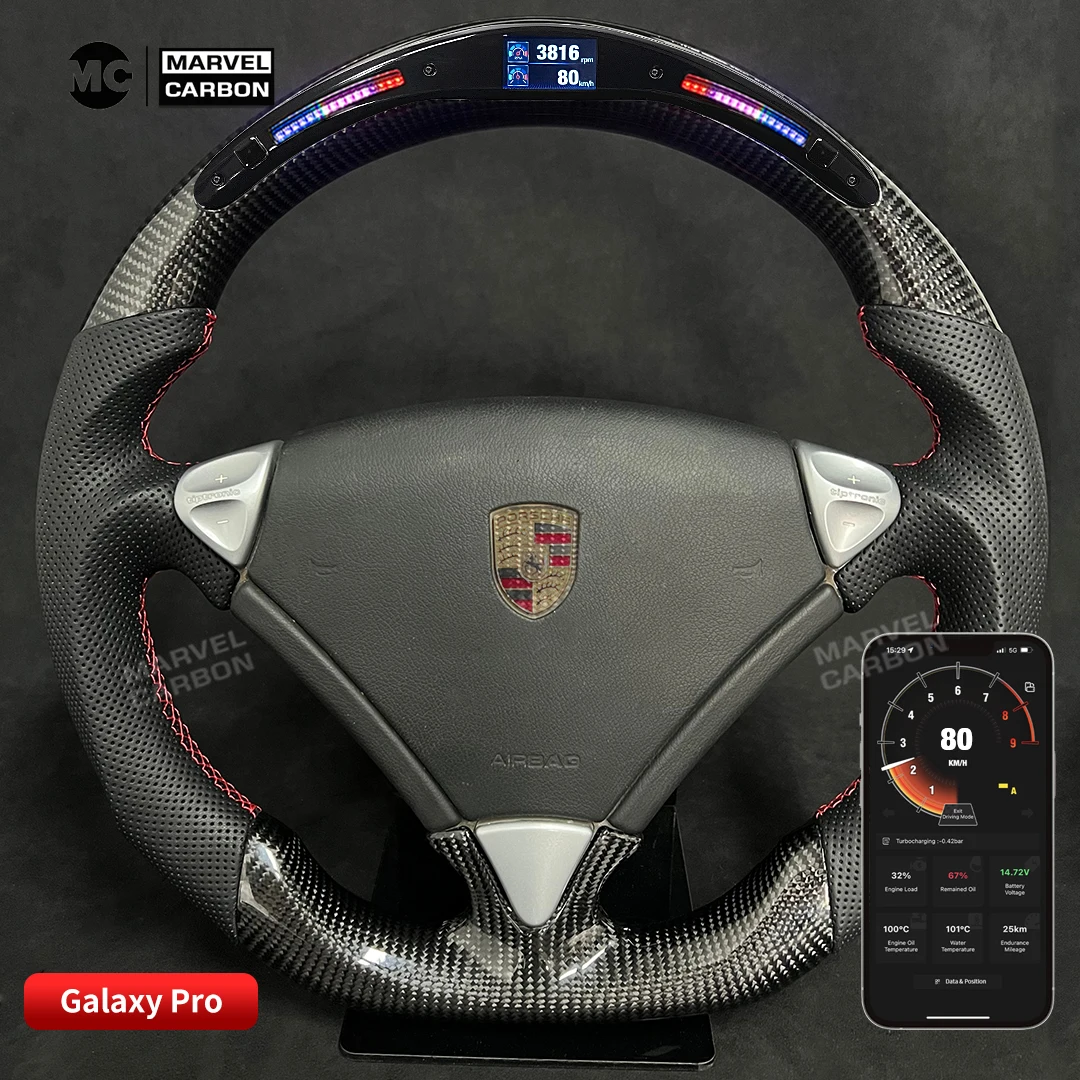 LED Performance Steering Wheel Display Compatible for Porsche cayenne + 100% Real Carbon Fiber