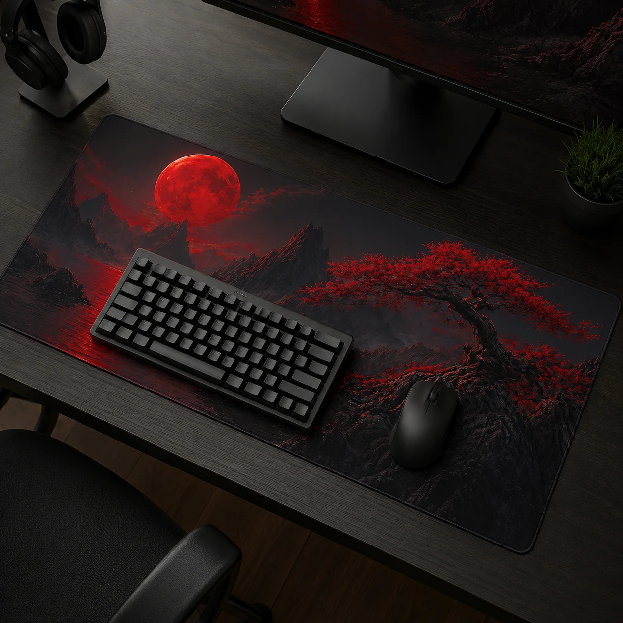 Tapis de souris noir et rouge Art Gamer XL HD, grand tapis de souris XXL pour clavier, tapis antidérapant, tapis de table doux, tapis de souris de bureau