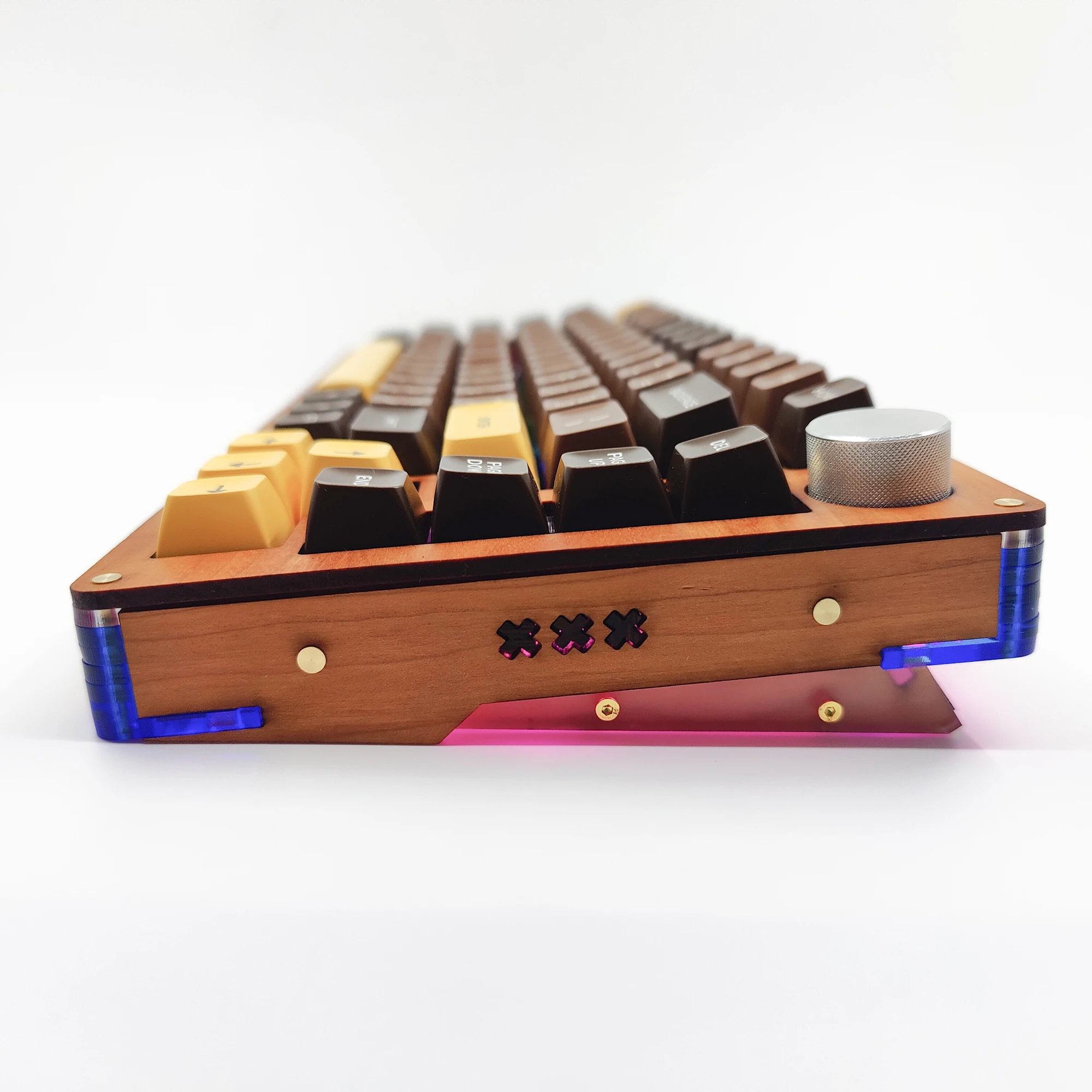 Cherry Wood Soild Wood & Arcylic 75% Wireless RGB Mechanical Keyboard Kit Gasket Hot Swappable Socket 68keys Switch