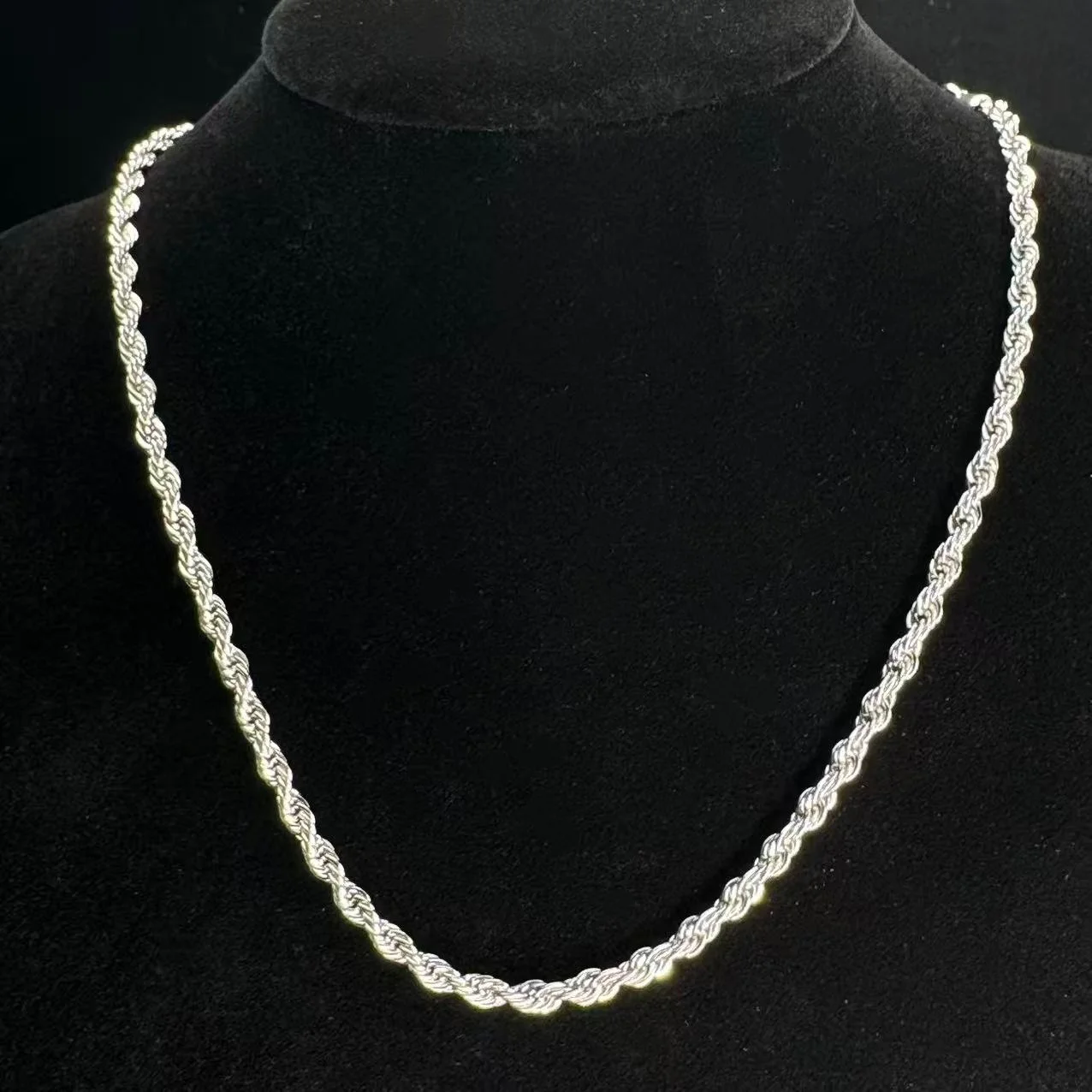 سلسلة ملتوية + مجموعة حلقات مزدوجة، للجنسين - مجموعة قلادات سلسلة كوبية هدية مجوهرات بسيطة مقاس 20 بوصة