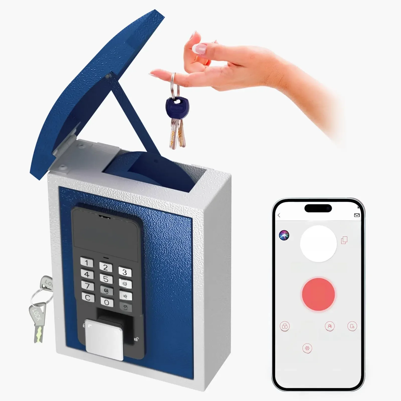 Wachtwoord Afstandsbediening Sleutelkluis Wandmontage met sleutel Drop Slot Sleutelopbergdoos Smart Key Safe OTP/APP Bluetooth/Code ontgrendelen - afbeelding 2