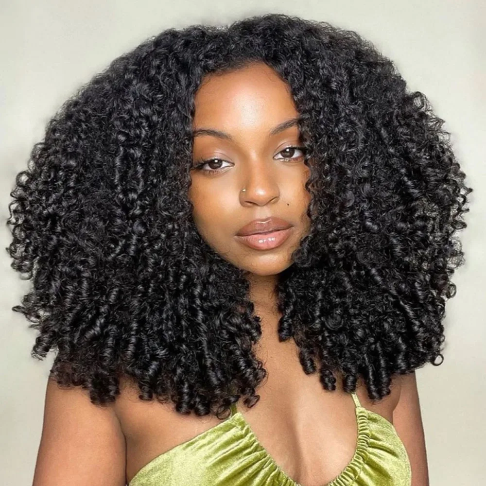 الفيتنامية البورمية مجعد نصف غلويليس الباروكات كليب Ins الوجه أكثر من 3 في 1 البورمية مجعد نصف شعر مستعار مع الرباط 100% باروكة من شعر طبيعي #1