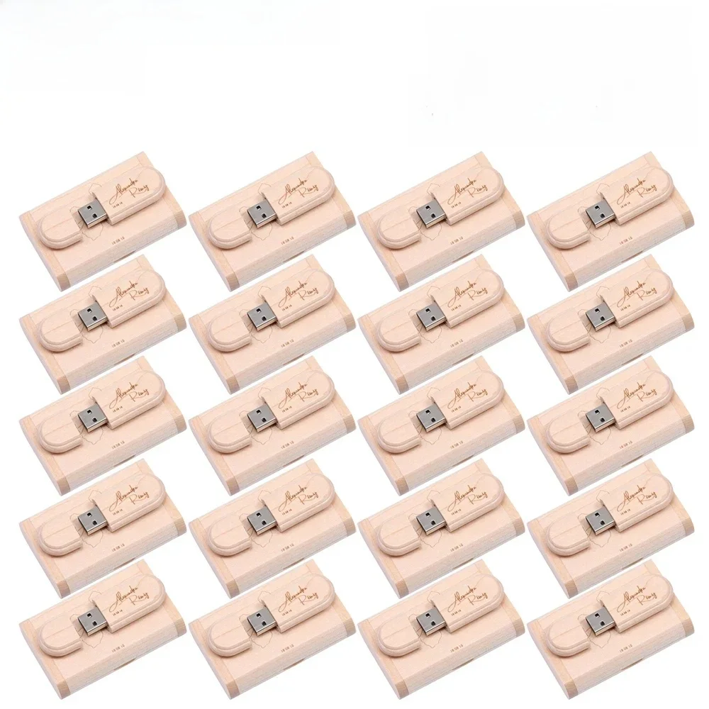 Lot de 20 clés USB 3.0 en bois, 128 go, clé USB haute vitesse, 64 go, 32 go, avec boîte, clé USB créative, cadeau créatif, disque U pour ordinateur portable