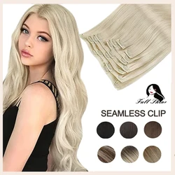 Voller Glanz, unsichtbare Clip-in-Haarverlängerungen, Echthaar, 8 Stück, 100 g und 80 g, blondes Haar, nahtloser Clip-on-Remy-Verlängerungs-Hautschuss