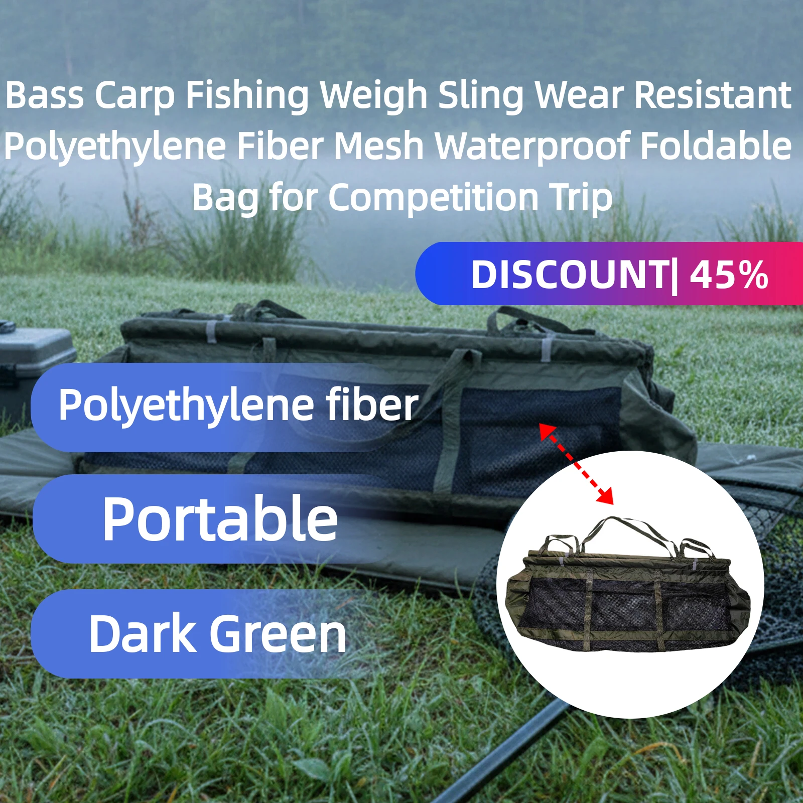 bass-carp-fishing-weigh-sling-wear-resistant-polyethylene-fiber-mesh-waterproof-foldable-bag-for-competition-trip