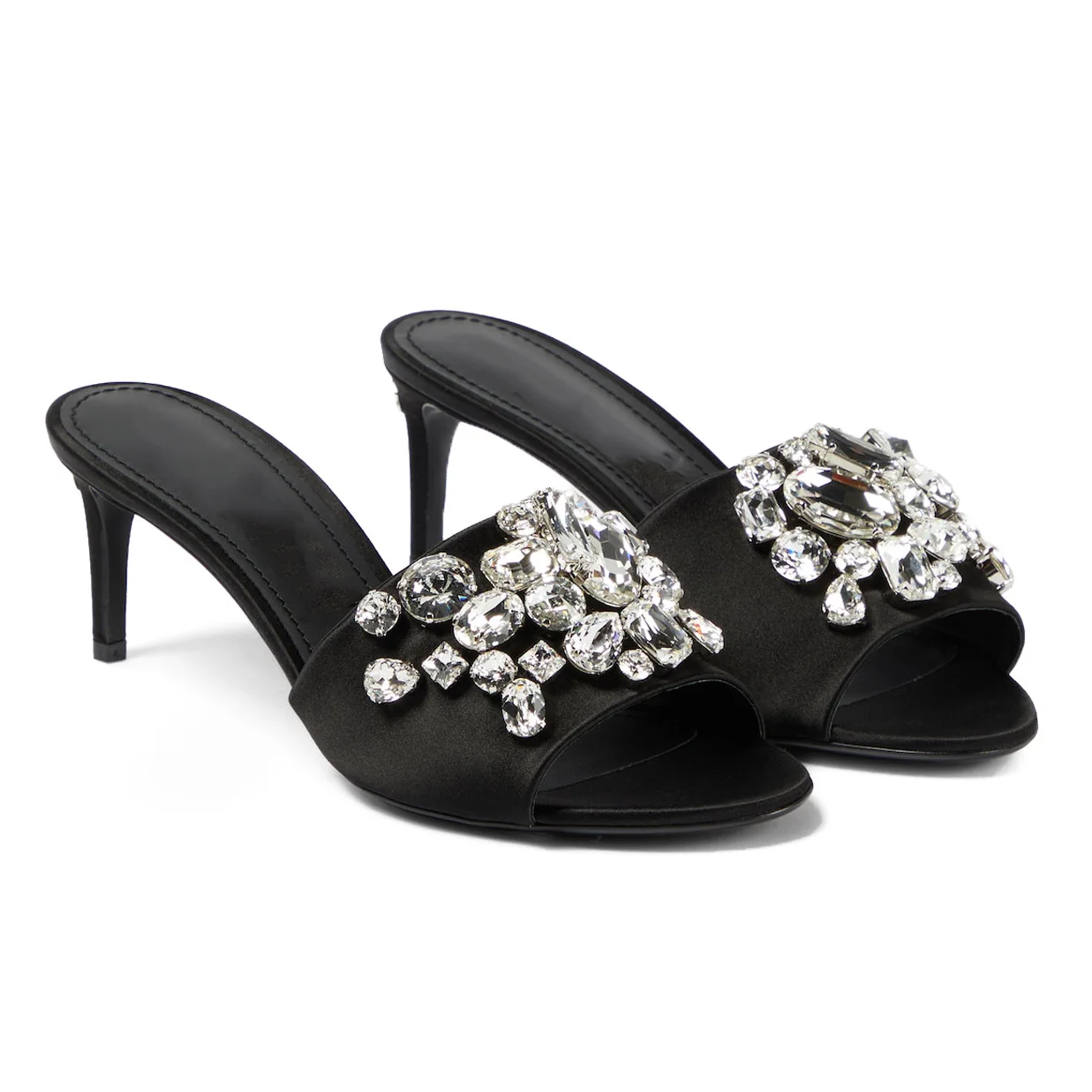 

Women’s Stilettos Heels Open Toe Rhinestone Glitter Sandals Comfort Low Heel Mules Bling Sparkle Slippers Slip On Dress Shoes