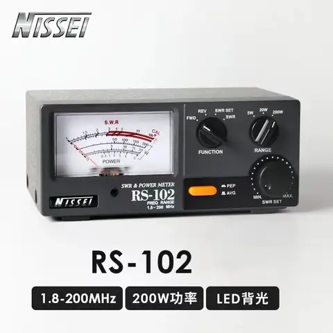 ISSEI RS-102 VSWR 전원 계량기, HF VHF 포인터 계량기, 1.8-200MHz, 200W