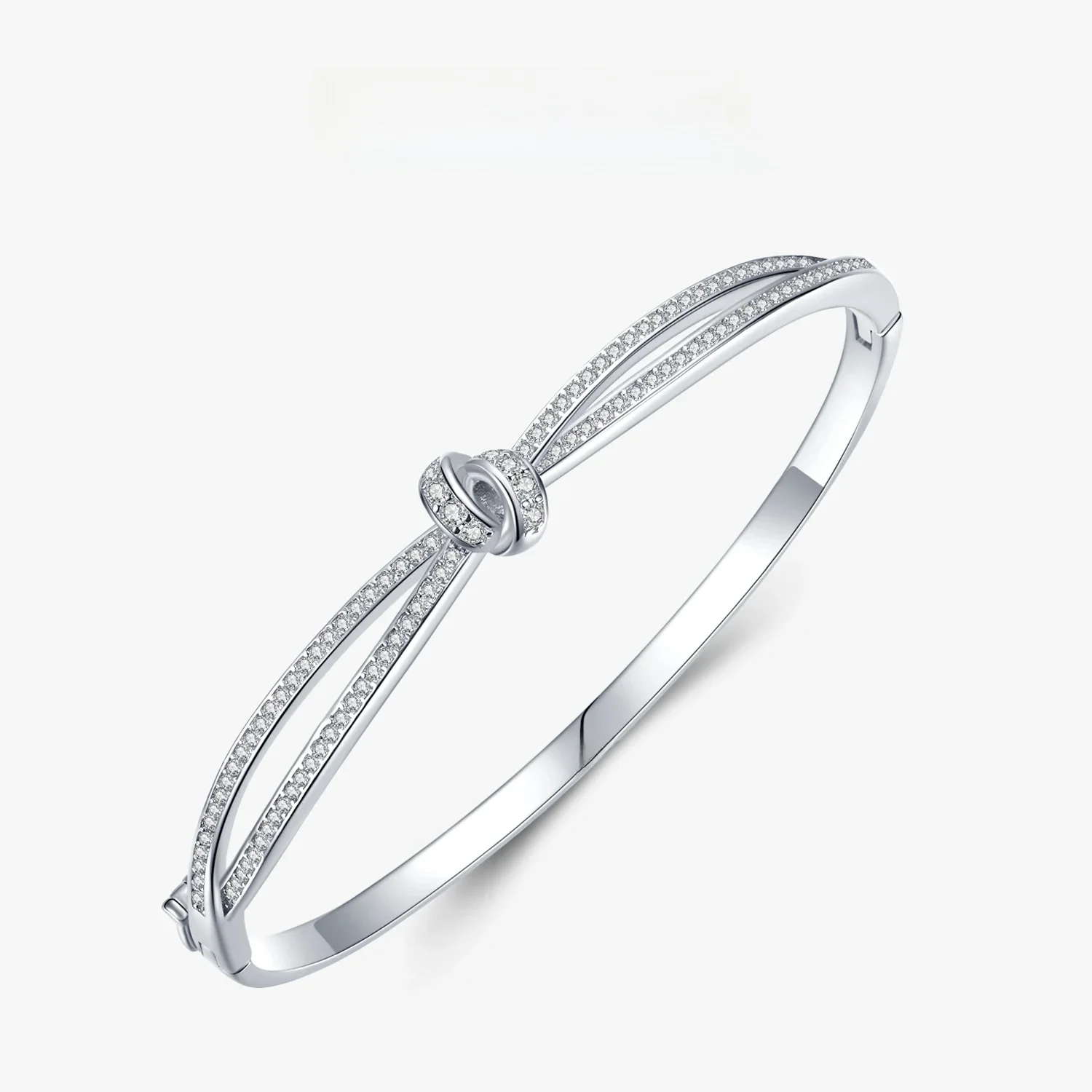 Ailmay 925 Sterling Silver Bowknot Fashionc bransoletki musujące jasne pierścionki z cyrkoniami dla kobiet biżuterii prezent na walentynki — zdjęcie 2