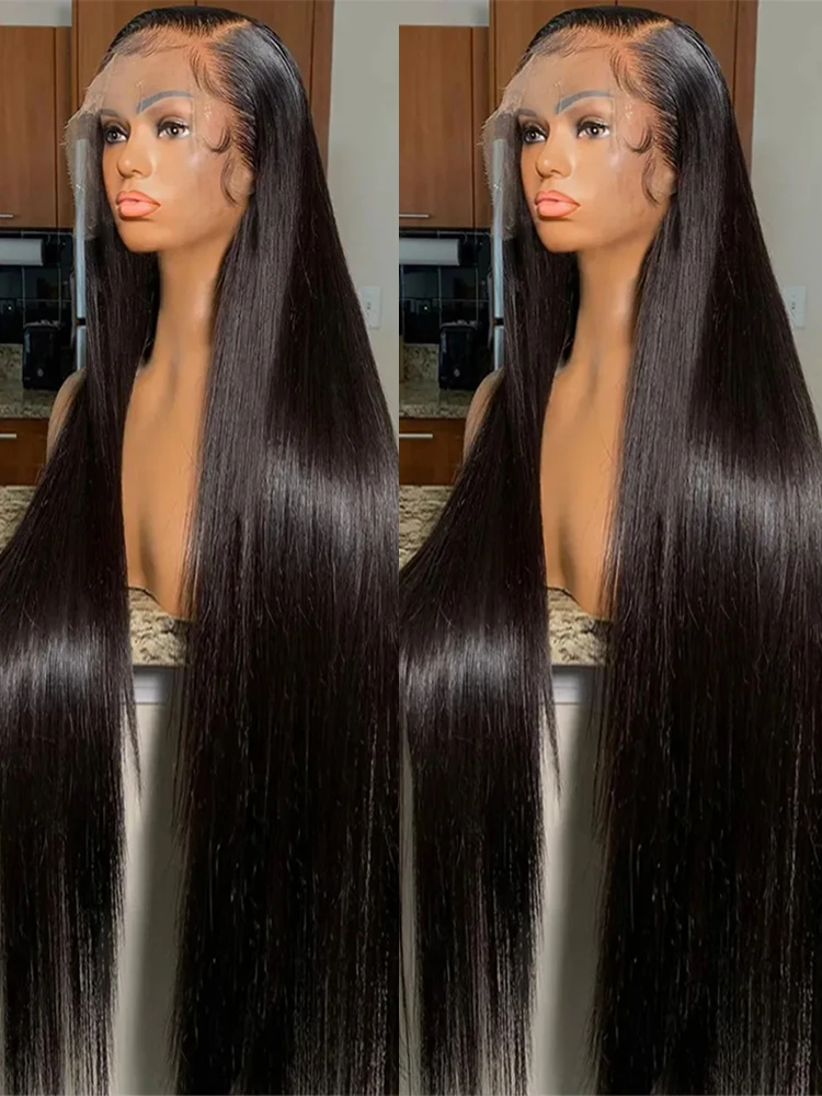 

Прямой парик фронта шнурка 300% Плотность 13x6 HD 40 46 дюймов Бразильские человеческие волосы Предварительно выщипанные волосы 360 Полный кружевной парик для чернокожих женщин