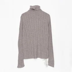 Women Fine Knit Pure Wool Turtleneck Sweater Textured Pullovers Jumpers
