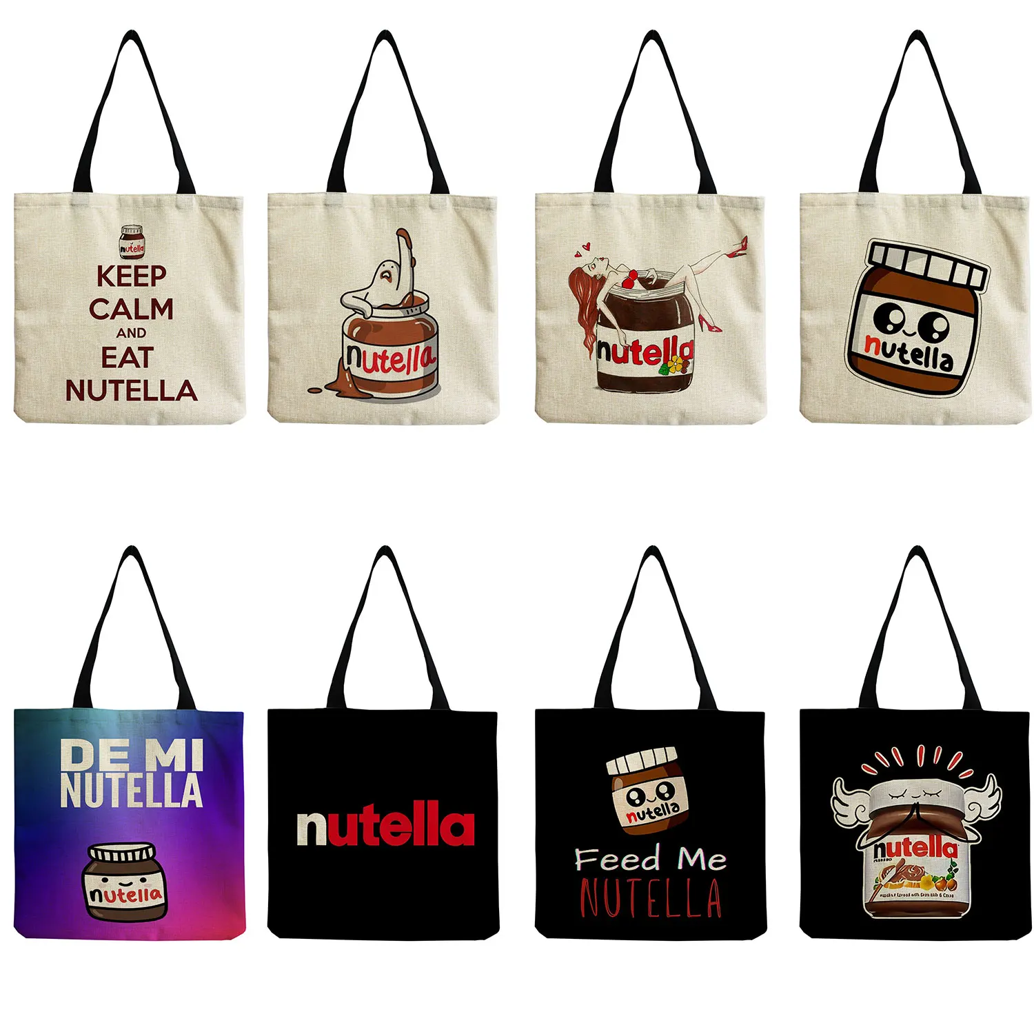 Nutella Printed Ladies Handbag Casual Women\'s Shopping Bag High Capacity Portable Travel Shoulder Bag Outdoor Simple Storage Bag