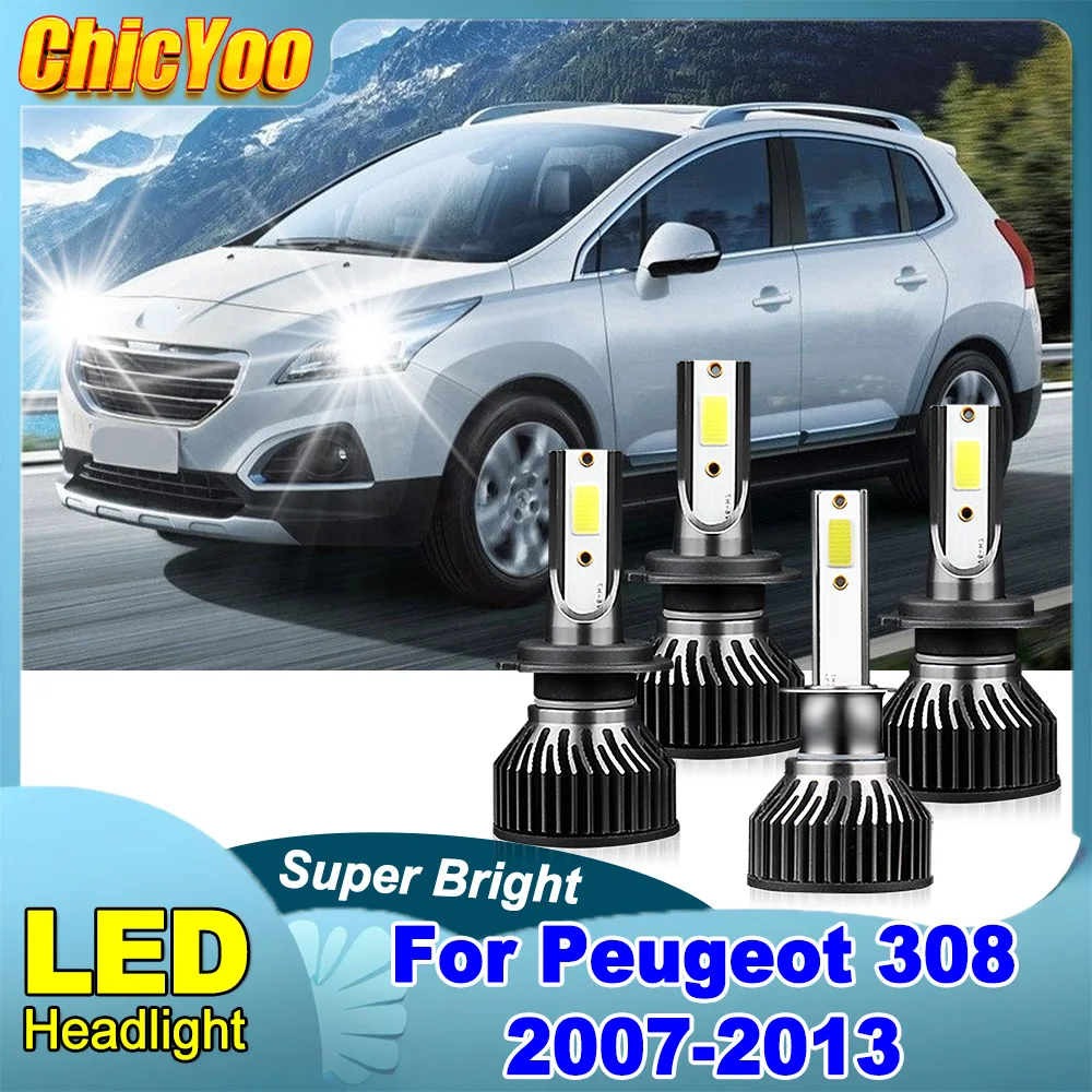 

Светодиодная лампа для фар H7 6000K, белый свет, 40000 лм, мощная, для ближнего и дальнего света, Plug and Play, 12В, для Peugeot 308 2007-2013