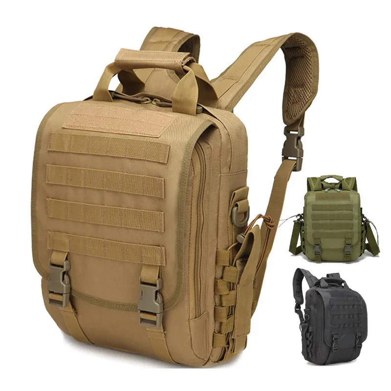 QX Tactical Backpack Dual-Use Casual Single Shoulder Crossbody Bag Waterproof 14 Inch Laptop Rucksack Men Outdoor Gear Pack