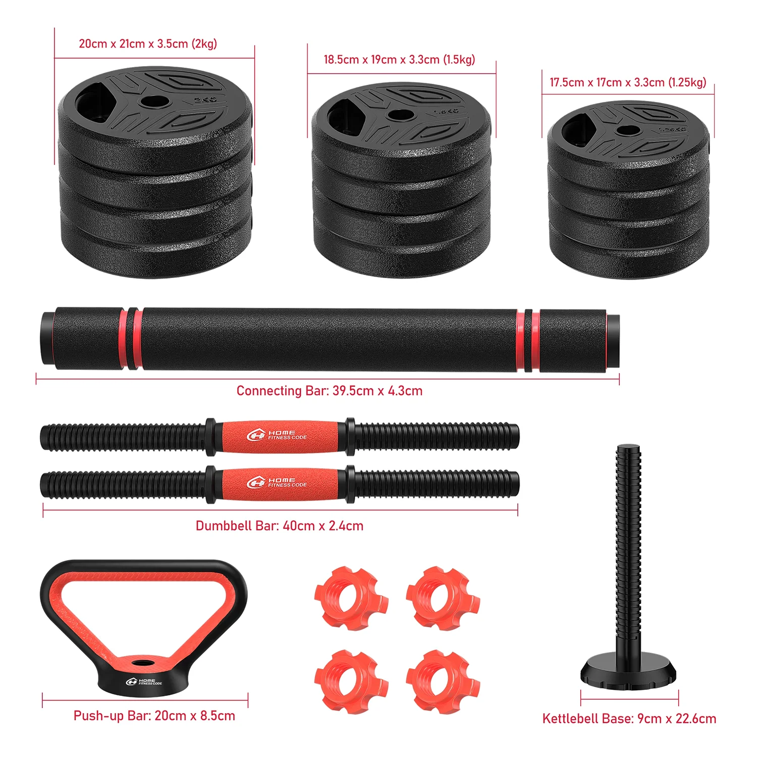 3-in-1 Dumbbells Set 20 kg Adjustable Dumbbells with Extra Barbell Bar Plastic-Coated Weight Plates Fitness Exercise Home Gym image 3