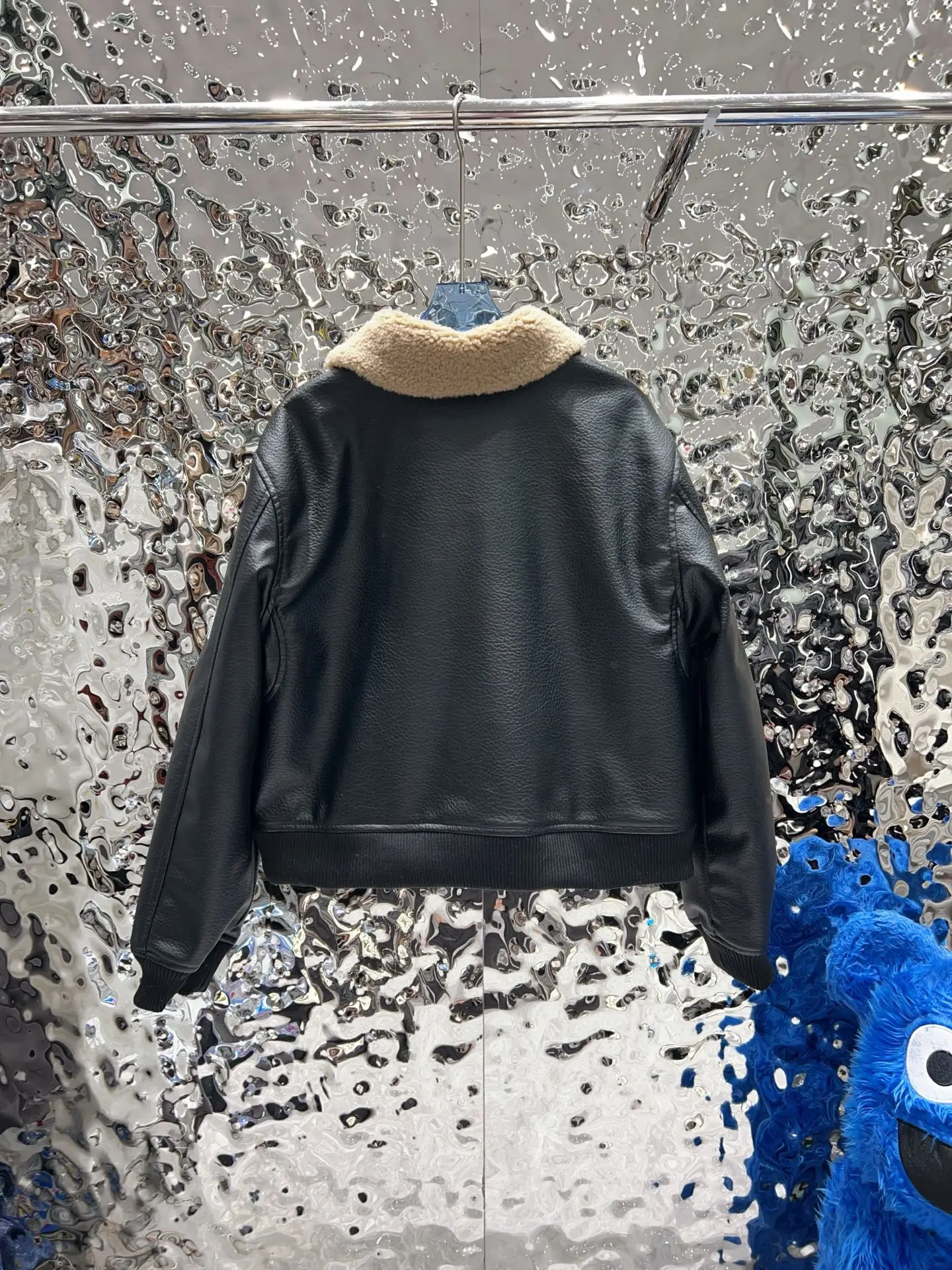 

New Autumn And Winter Women's Lamb Fur Collar Down Leather Short Jacket
