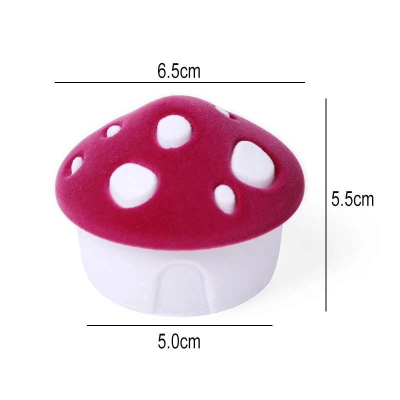 1 Piece lovely mushroom Gift Box Holder Velvet Wedding Engagement Ring Box Jewelry box for Earrings Necklaces Display 2 colors