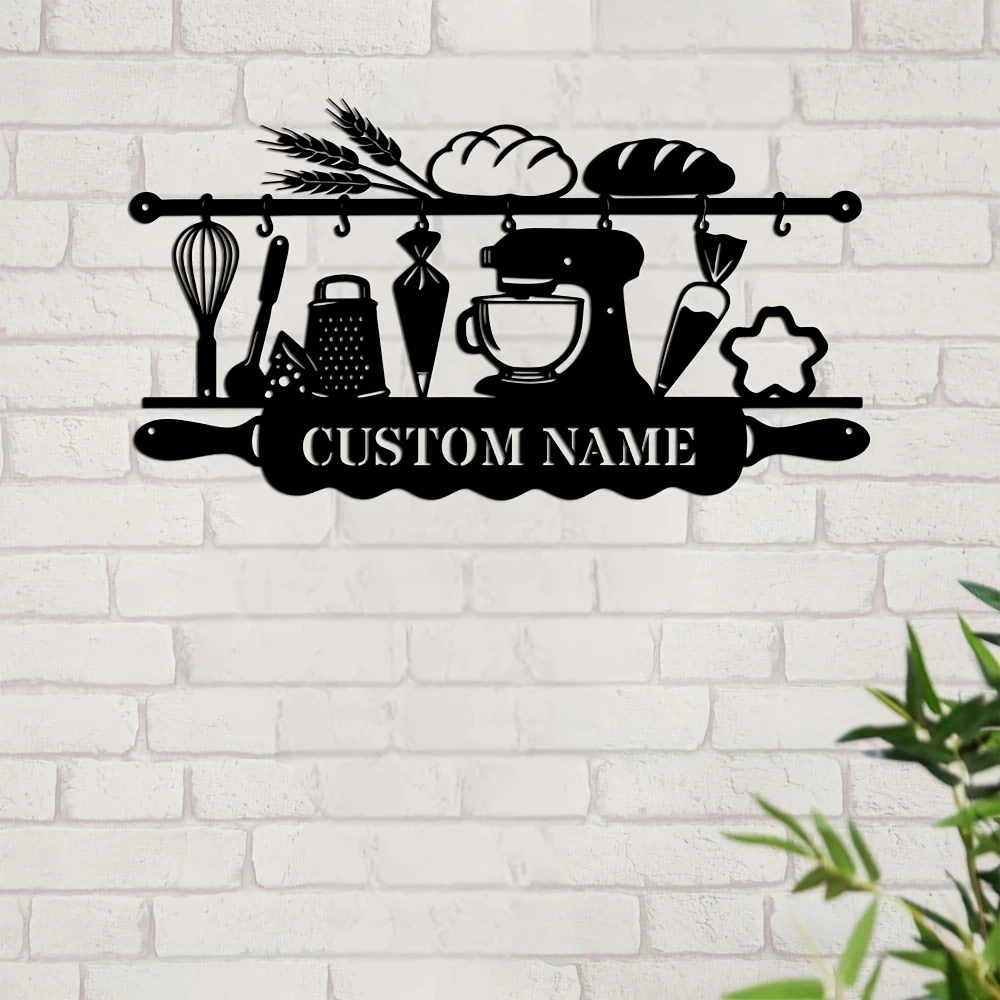 Personalized Kitchen Iron Wall Art, Baking Themed Sign, Lovely Decor for Farmhouse Kitchen view 4