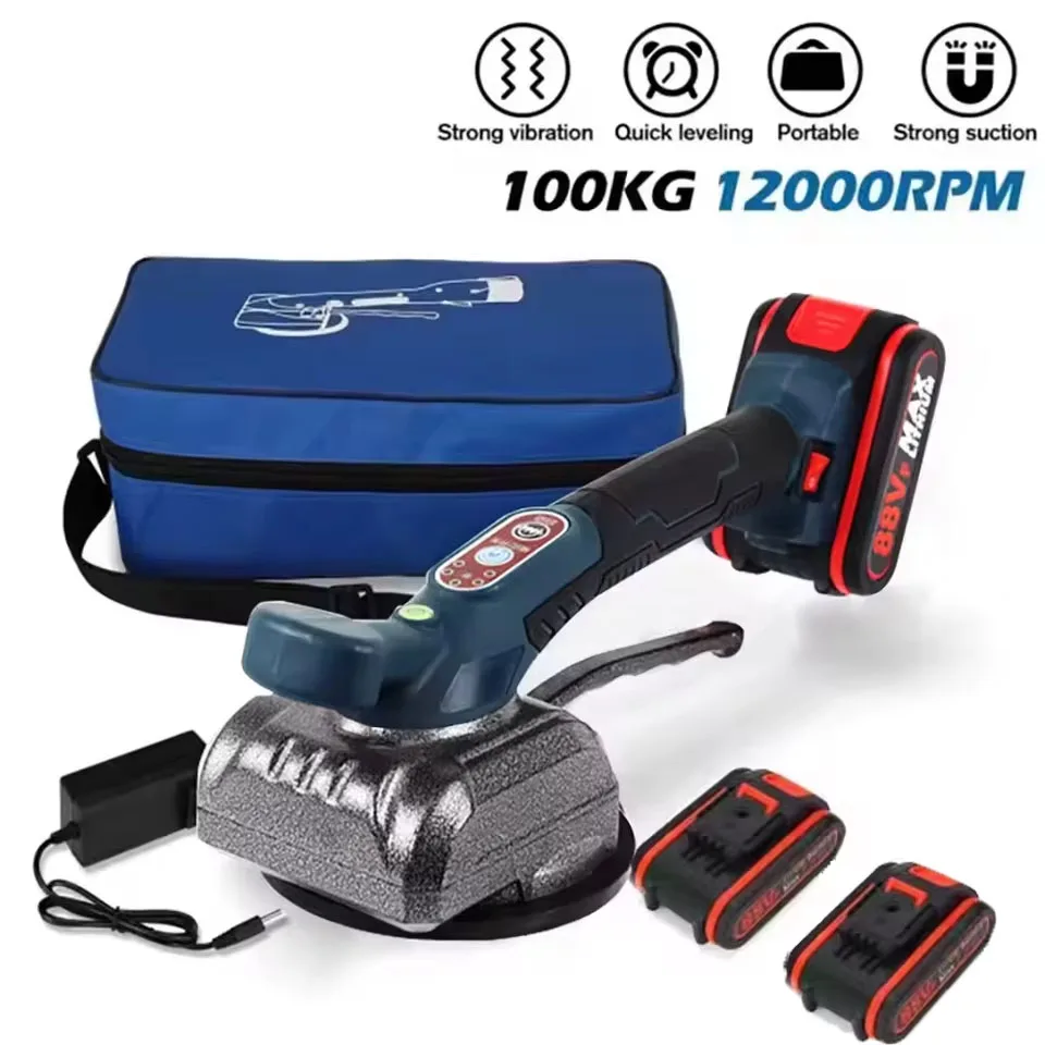 OWJHE 100KG Machine à carreler sans fil, vibrateur de carreaux à ventouse, 5 vitesses, outil de nivellement pour sols, compatible batterie 21V