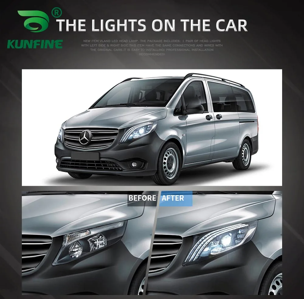 Pair of Car Styling Car Headlight Assembly For Benz V-class 2016-2022(LHD) LED Head Lamp Car Tuning Light Parts Plug And Play