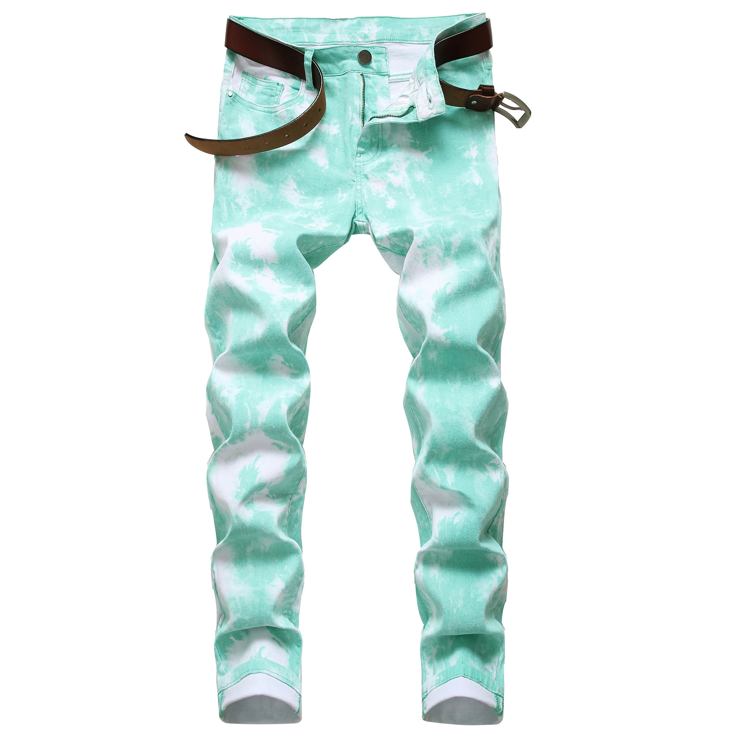 

Green Printed Men's Stretch Skinny Jeans Premium Slim Fashion Design Jeans 813-6