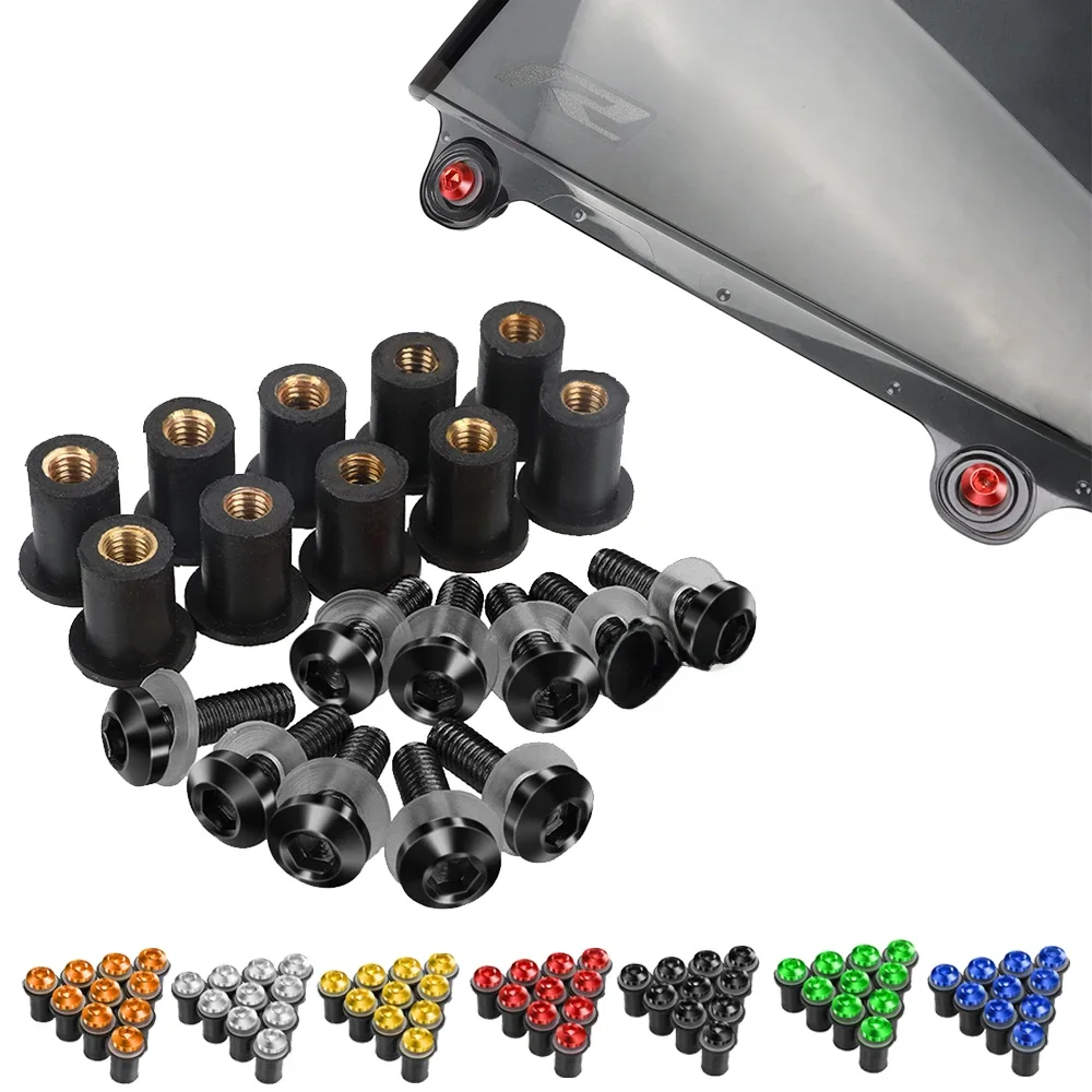 5mm 10PCS Motorrad Windschutzscheibe Schrauben Schrauben Mutter Für Suzuki GSXR GSX-R 600 750 1000 K1 K2 K3 k4 K5 K6 K7 K8 K9 K11