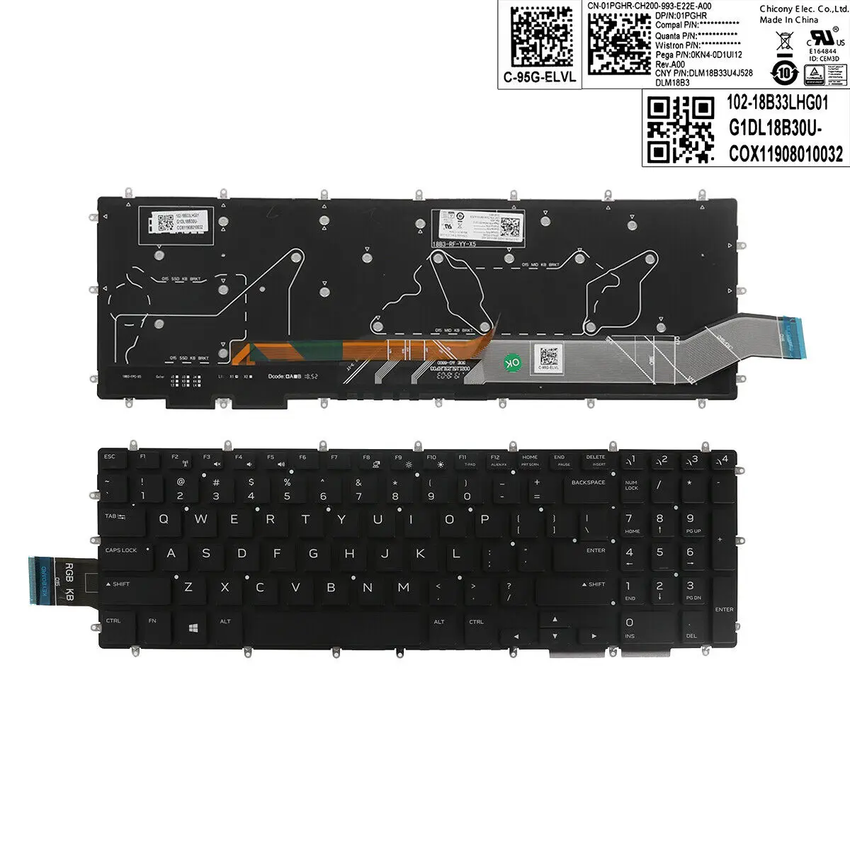 

New English US Layout Keyboard For DELL Alienware M15 R1 M17 R1 BLACK (Backlit win8)