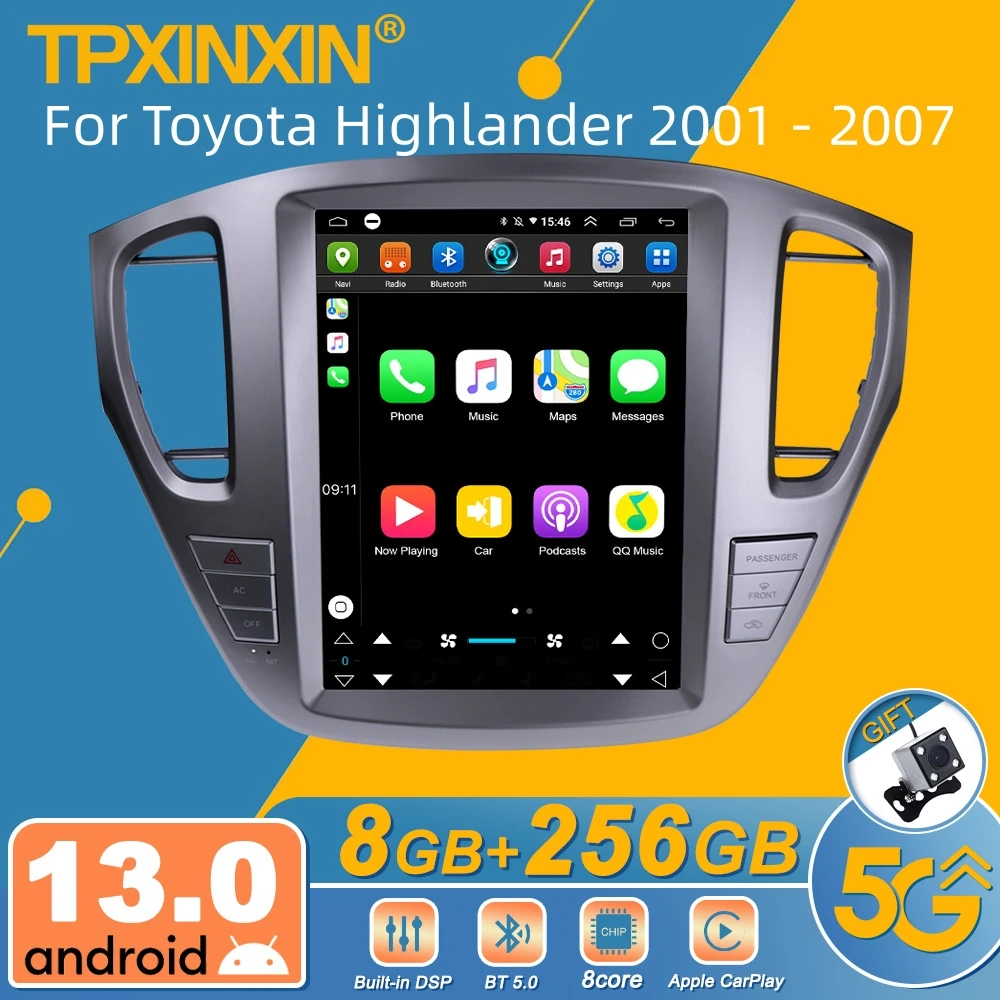 Android Car Radio For Toyota Highlander 2001 -2007 Autoradio Stereo Multimedia Player Wireless Carplay GPS Navi Head Unit Screen