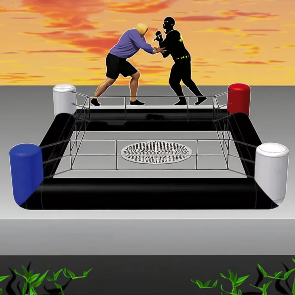 

Custom Size Logo PVC Airtight Portable Interactive Inflatable Wrestling Boxing Ring Game joust games field For Adult Kids
