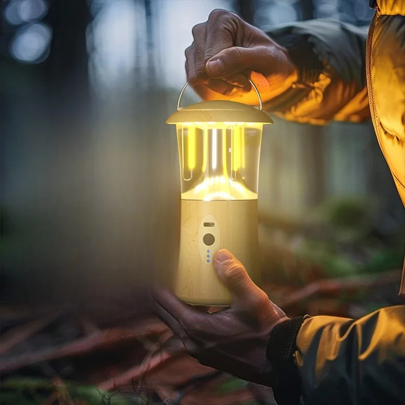 LED Camping Lights 360° Outdoor Waterproof Portable Hanging Lamp USB Rechargeable Stepless Dimming Lighting for Hiking Tent Chan