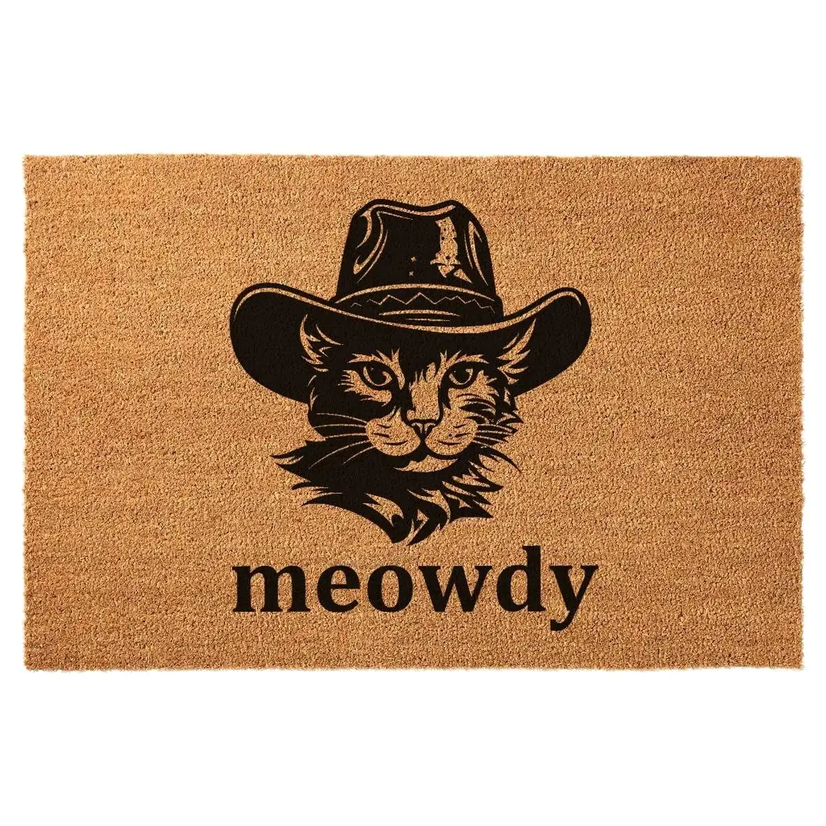 Cat Wearing Cowboy Hat Door Mats, Rubber Backing, Anti Slip Doormats, Outdoor Rug, Waterproof, Patio Funny Mat