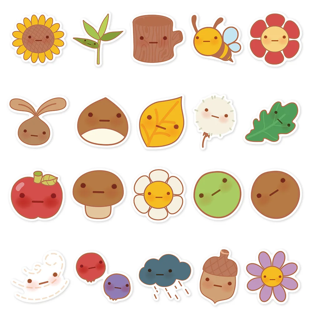 10/30/43PCS Cute Cartoon Plant Leaf Flower MEME Stickers DIY Phone Notebook Fridge Laptop Luggage Funny Sticker Kids Toys Gift