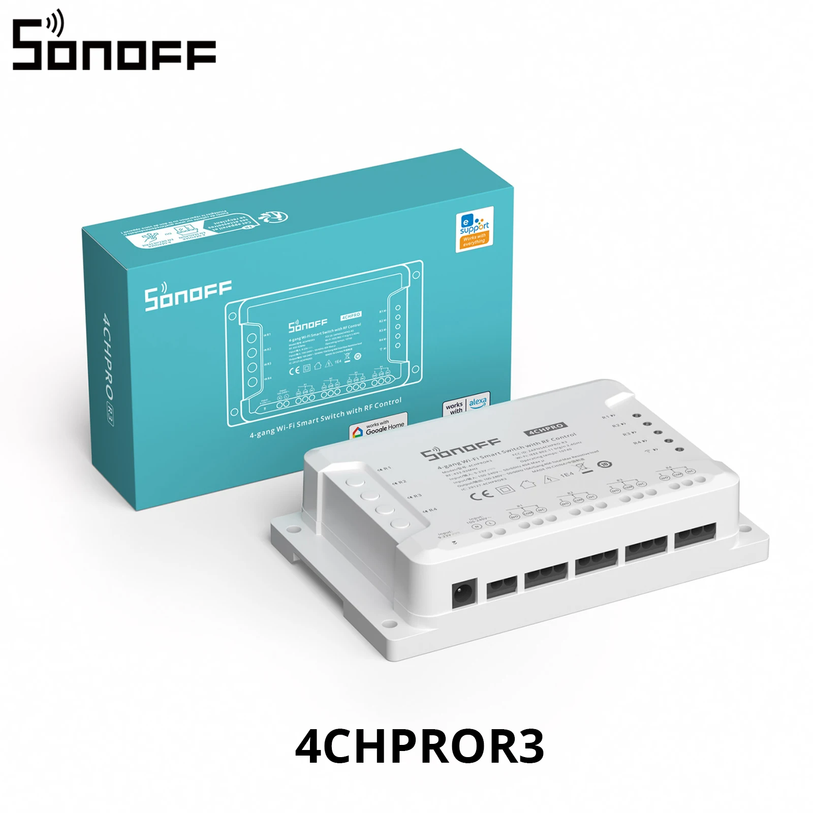 SONOFF 4CHPROR3 4 Gang 433Mhz RF Smart Switch Interlock Zelfsluitende inching-modi Afstandsbediening via eWeLink APP Alexa IFTTT