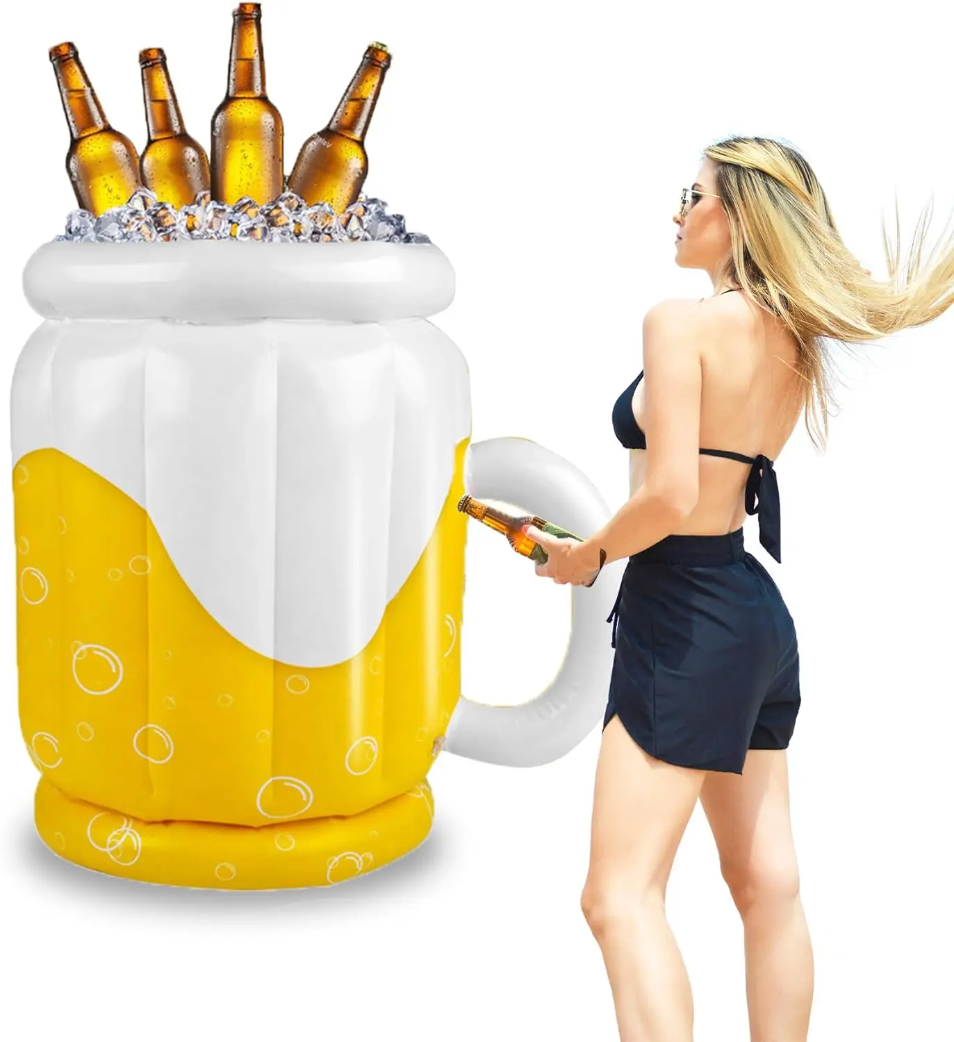 PVC Inflatable Beer Mug Beverage Cooler Ice Bucket for Oktoberfest Collection Backyard BBQ Summer Pool Party Decorations