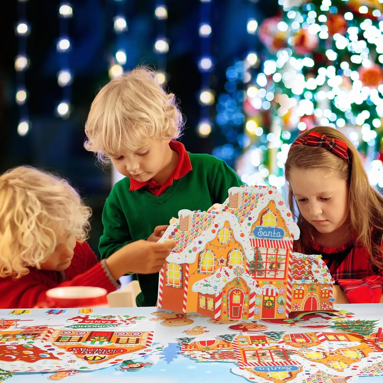 Diy sentiu árvore de natal brinquedo natal ação de graças artesanato kit para criança natal ornamentos destacáveis brinquedo jogar casa brinquedo para meninos meninas