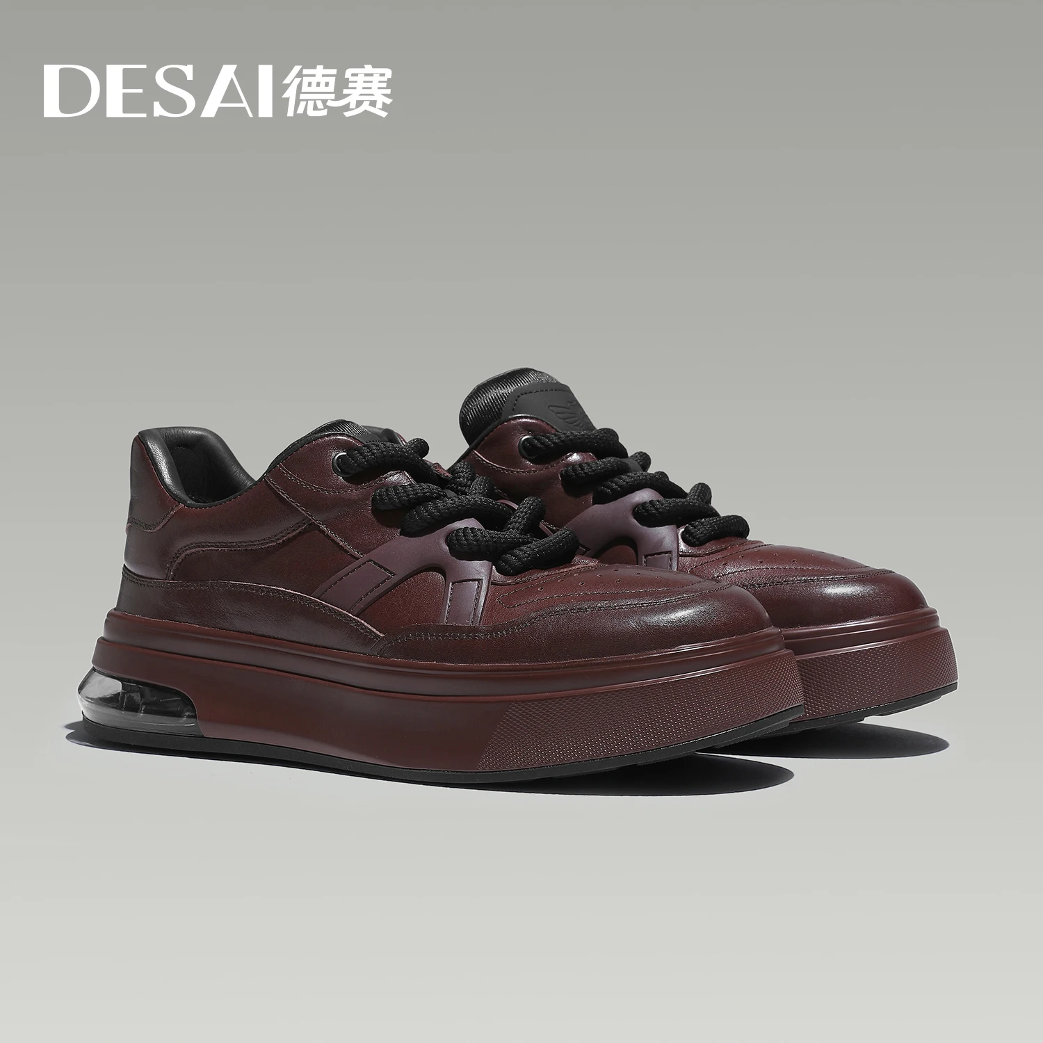

Desai Men's New sports shoes Low-top height-increasing Retro footwear with soft soles and Genuine leather sneakers Fashion