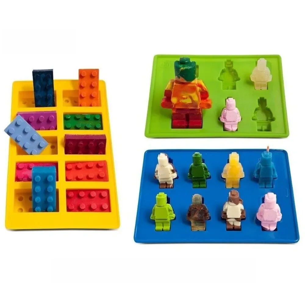 Lego Silicone glaçon 3 pièces ensemble chocolat gelée méchant gâteau moule sûr et inoffensif Lego créatif glaçon moule