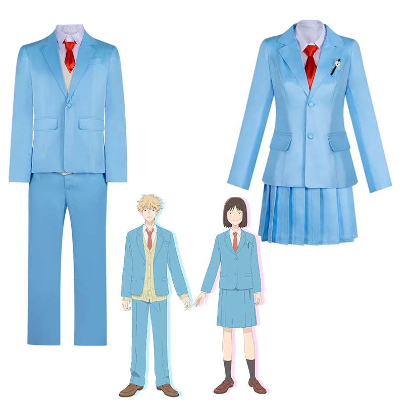 

Anime Skip and Loafer Cosplay Adult Women Mitsumi Iwakura Cosplay Blue School Uniform Suit Men Shima Sousuke Cosplay Costume