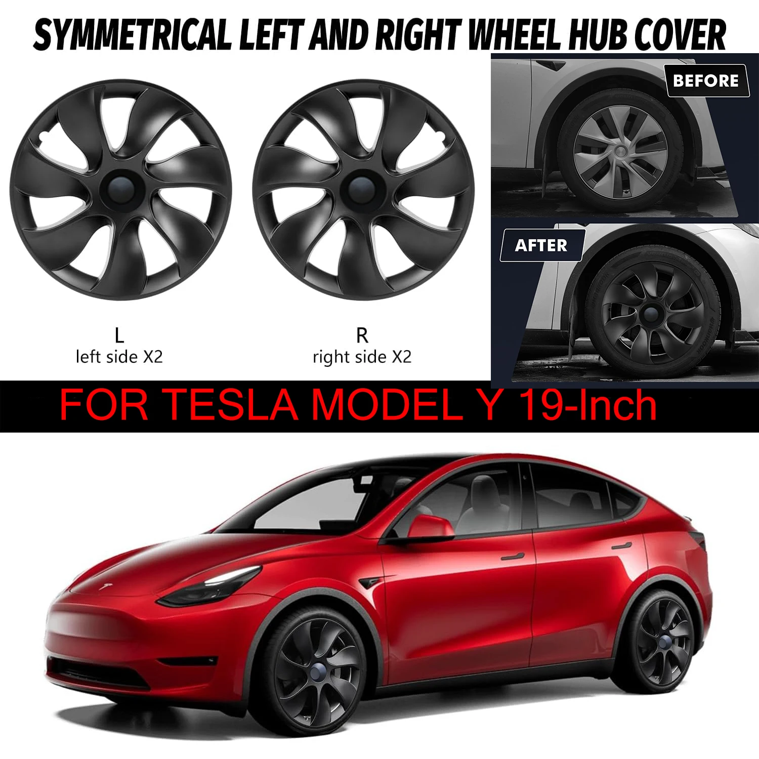 4PCS Cyclone Cover Wheel Wheel Cap for Tesla Model Y 19 Inch 2018-2023 Right＆Left Hubcaps car Replacemen Accessories