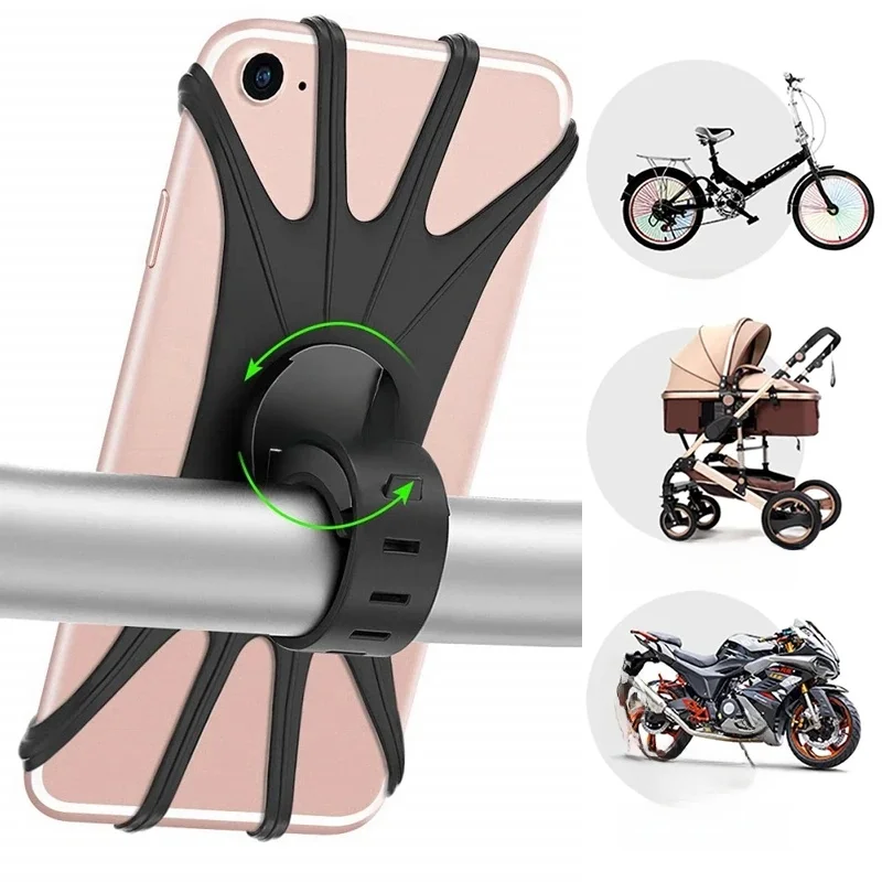 AliExpress Bicycle Scooter Mobile Phone holder 360° Rotatable Handle Mobile Phone GPS Silicone Bracket Bicycle Scooter Stand For Cell Phone