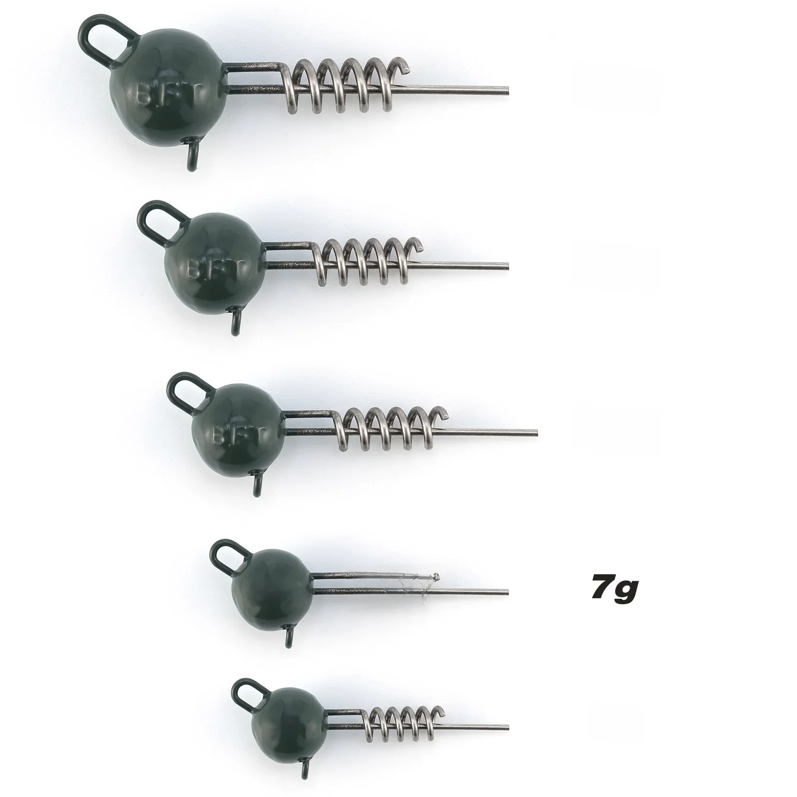 5 pièces brochet tête ronde gabarits têtes vis de plomb pêche poids plombs en plastique souple leurre prédateur doux ver Shad 5g 7g 10g 15g 20g