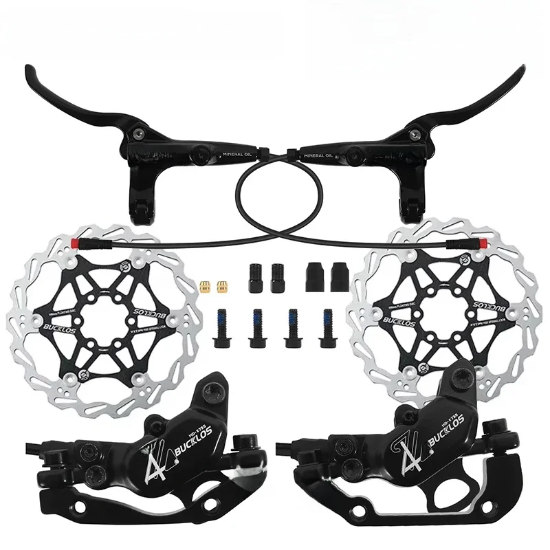 AliExpress BUCKLOS 4 Piston E-BIKE Power Off Brake Set 1150mm 1950mm Scooter Hydraulic Brake Set 160mm Rotor Bike Hydraulic Brake Set Parts