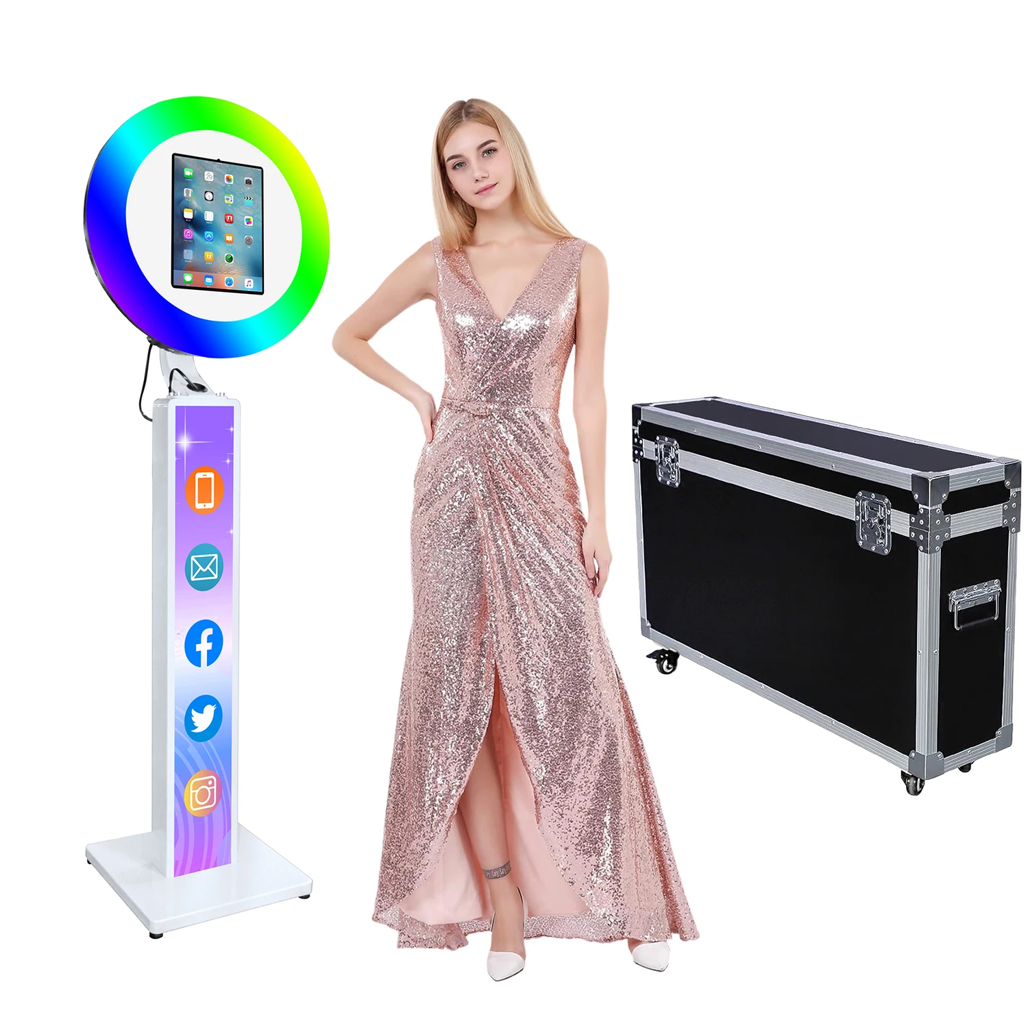 3 In 1 Ipad Photobooth Machine With Flight Case Free Customized Logo For Wedding Partys Events