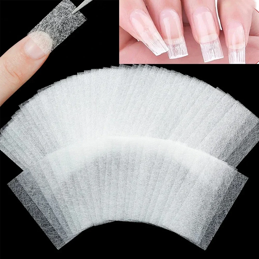 Soie Non tissée en fibre de verre, 10/20/50 pièces, Extension d'ongles, enveloppe en forme de soie, construction de manucure, Gel UV, pointes acryliques françaises, outil d'art des ongles