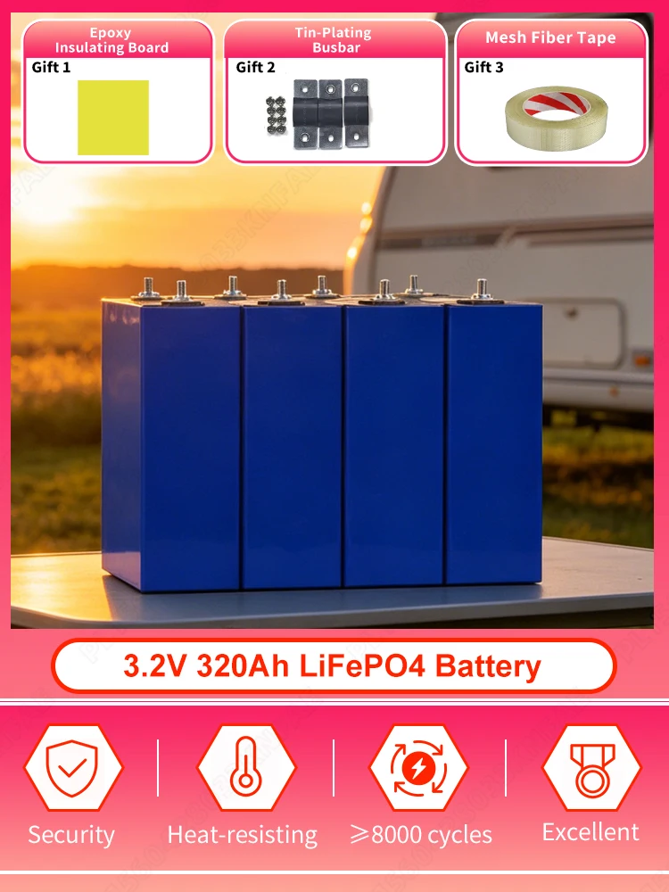 PWOD 12,8V 360AH 3,2V 320AH 8000+/10000+ Zyklen LiFePO4-Batterie, Grade A Lithium-Eisenphosphat-Zellen-Batteriepack, 3 Zubehör-Geschenke, DIY 12V 24V 48V für Wohnmobil, Solar- und Heimenergiespeicher