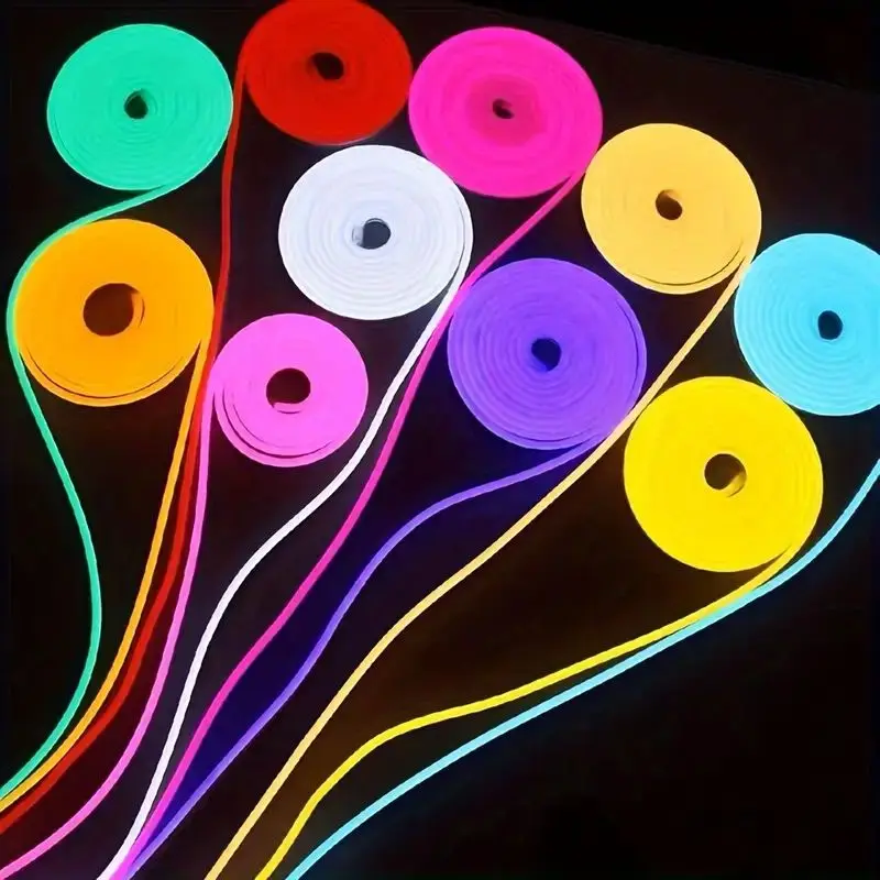 12V LED Neon Strip Lights 5M Flexible Ribbion Rope DIY Light Waterproof Neon Lighting Lamp For Outdoor Garden Courtyard Decor